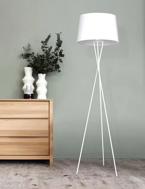 Biała lampa stojąca abażurowa S912 K5-M25