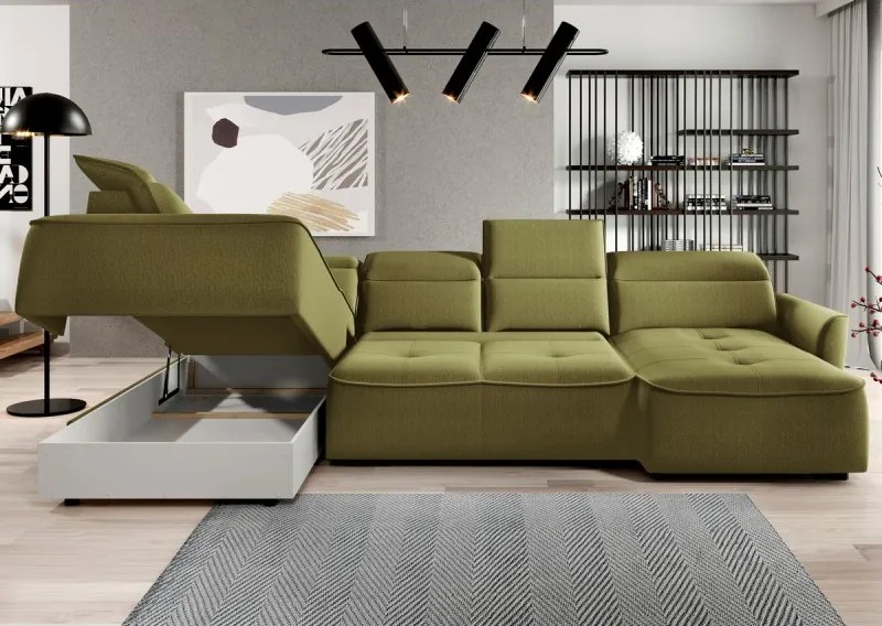 Narożnik MURILLO XL z elektryczną regulacją siedziska Lewostronny w tkaninie VOUGE 10 WERSAL