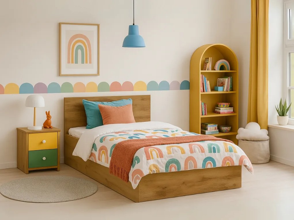 Łóżko SOFIA 90 x 200 cm, dąb artisan Stelaż: Ze stelażem listwowym rolowanym, Materac: Materac Sommera 18 cm