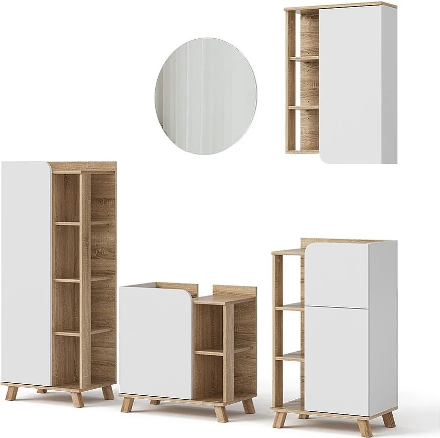 Zestaw mebli łazienkowych sonoma/biały 60x35x65 karen