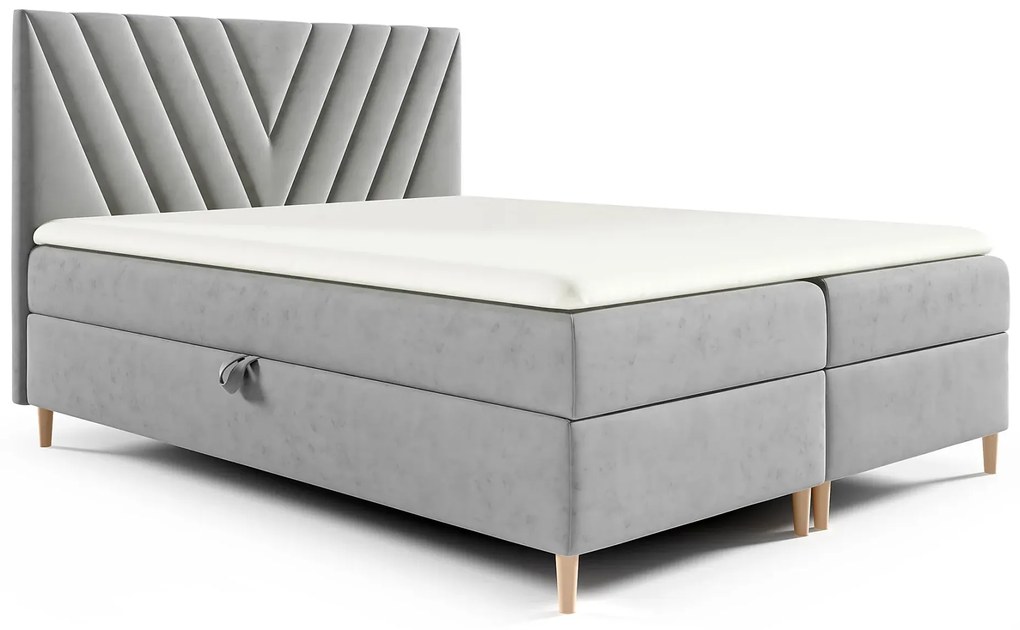 Szare welurowe łóżko z pojemnikami 5 rozmiarów S4-H27