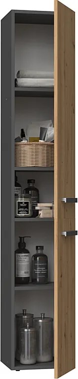 Meble łazienkowe, Antracyt / Dąb Artisan, 30 x 174 x 30 cm