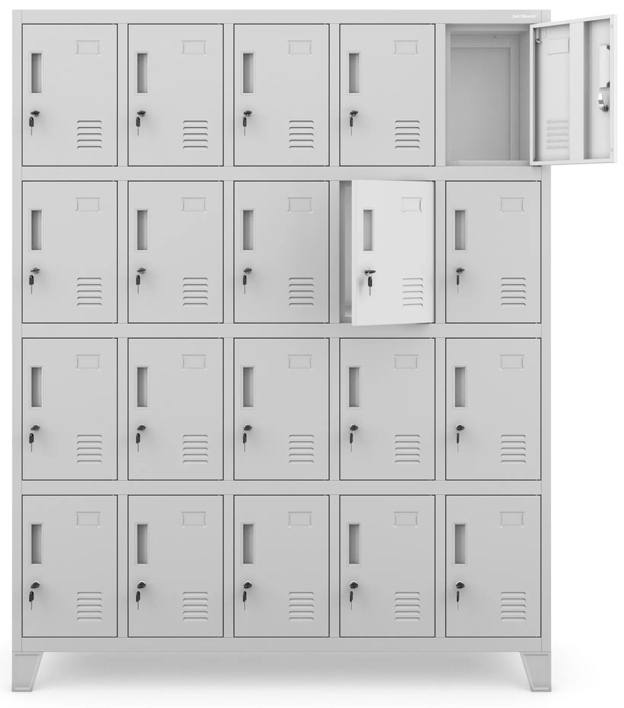 Szafa skrytkowa socjalna BHP szara: ROBERT, 1360 x 1720 x 450 mm