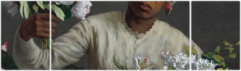 Obraz - Frédéric Bazille, Young Woman with Peonies, reprodukcje (170x50 cm)