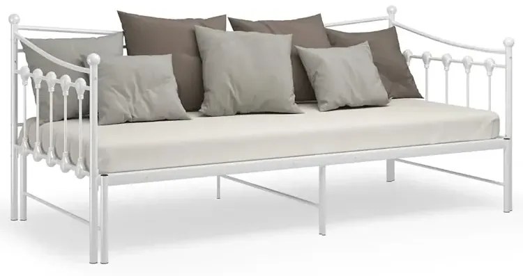Białe rozkładane łóżko metalowe 90x200 cm - Sawga
