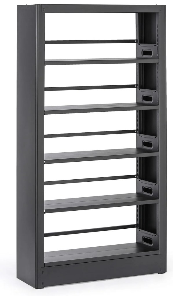 Metalowa biblioteczka, 1750 × 800 × 300 mm, czarna