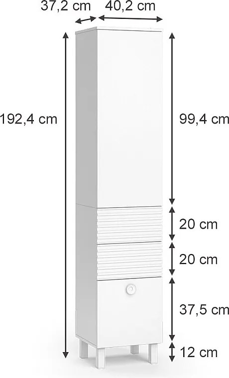 Szafka łazienkowa biały 40.2x37.2x192.4 sola