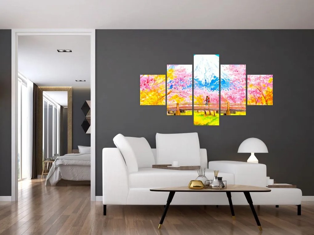 Obraz - Malowana para, akwarela (125x70 cm)