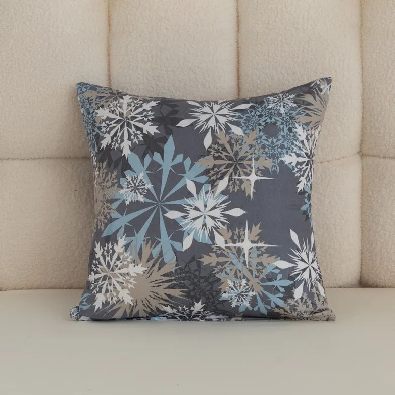 Poszewka na poduszkę z mikrofibry SNOWFLAKE 45x45 cm, niebieskoszara