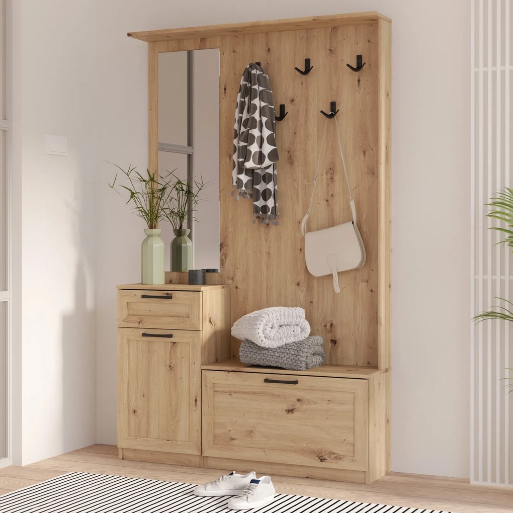 Komplet mebli do przedpokoju z komodą Niko 041-D78 dąb Artisan