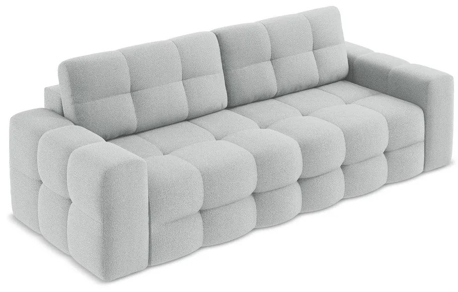 Jasnoszara rozkładana sofa z materiału bouclé 255 cm Milu – Makamii