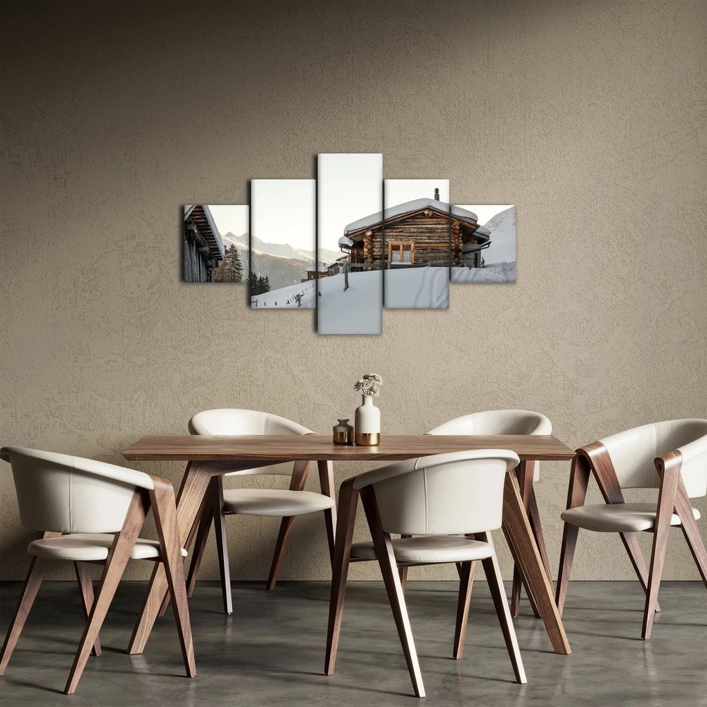 Obraz - chata górska w śniegu (125x70 cm)