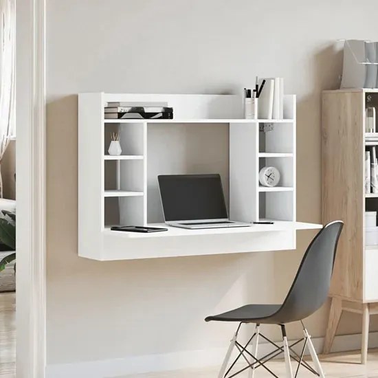 Wiszące białe biurko pod laptopa - Emit