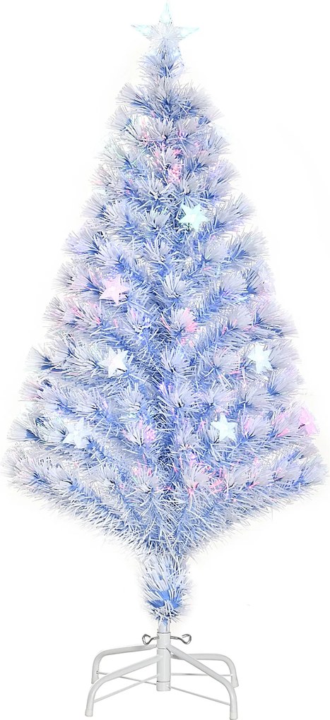 HOMCOM sztuczna choinka z 3 lampkami LED, drzewko PVC, metal, biały+niebieski, Ø 60 x wys. 120 cm | Aosom PL
