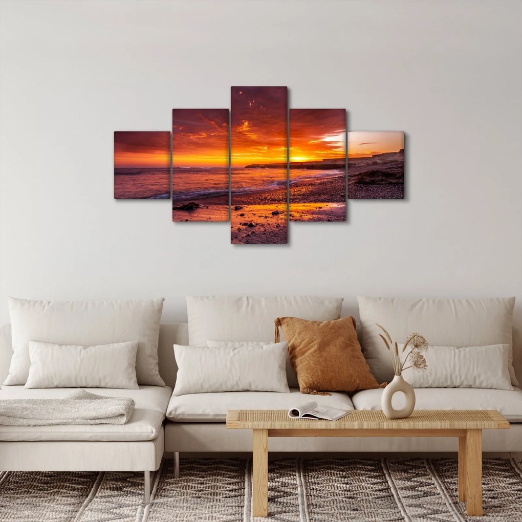 Obraz zachodu słońca nad morzem (125x70 cm)