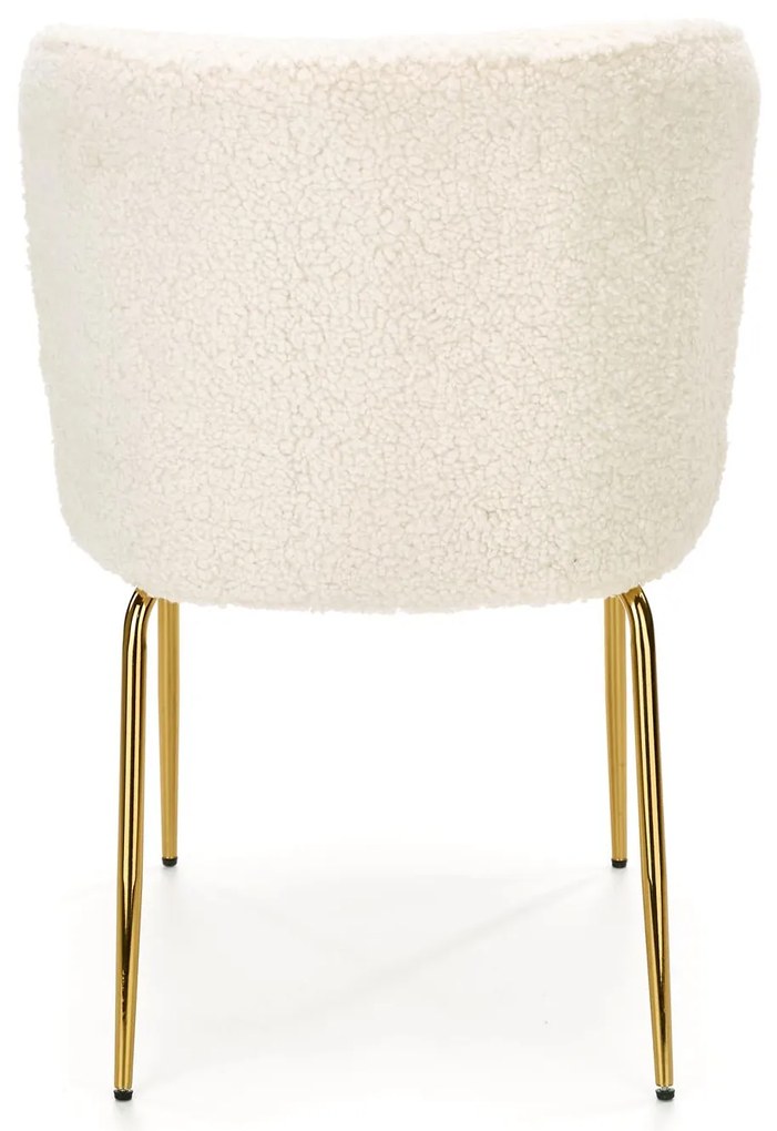 Krzesło, bouclé kremowe, K474 złoty stelaż, nowoczesne, eleganckie,