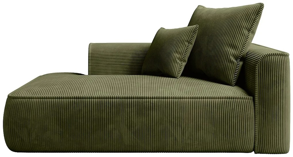 Szezlong prosty z weluru w kolorze khaki PINETA