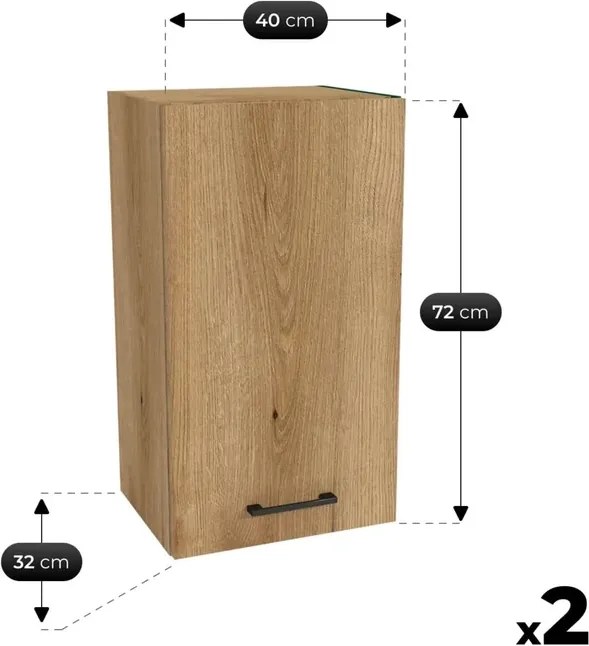 Zestaw Mebli Kuchennych MODERN 200 cm Czarny/Dąb Evoke Loftowy