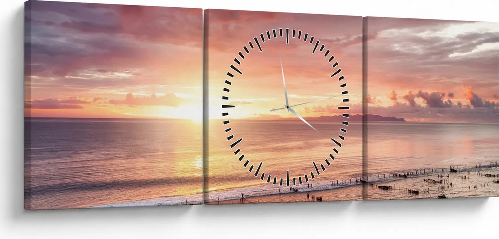 Obraz - Morska panorama (z zegarem) (90x30 cm)