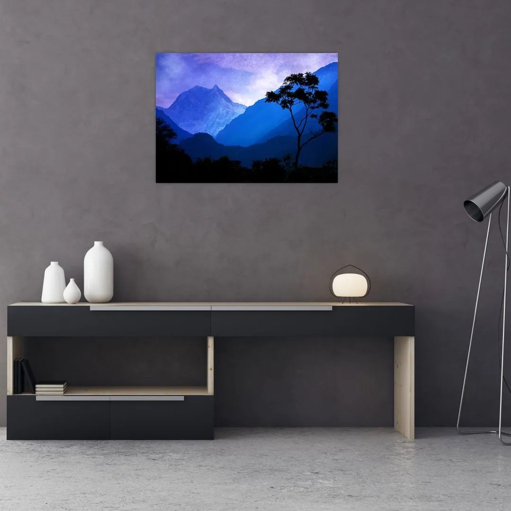 Obraz na szkle - Nocne niebo w Nepalu (70x50 cm)
