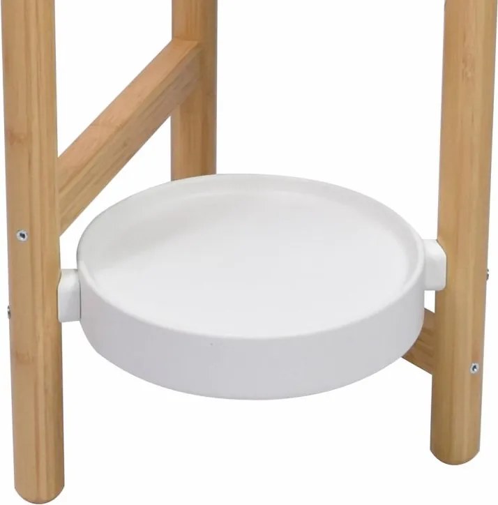 Stojak na kwiaty, bambus/metal, 36,5 x 33 x 70 cm, biały