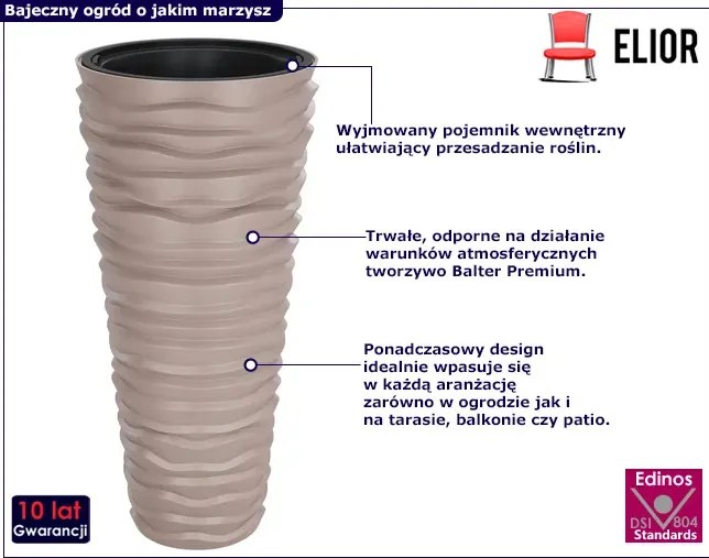 Duża beżowa donica ogrodowa G4-C41