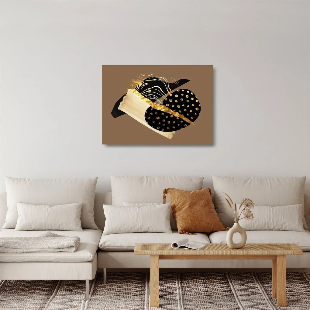 Obraz na szkle - Abstrakcja złotobrązowa N⁰1 (70x50 cm)