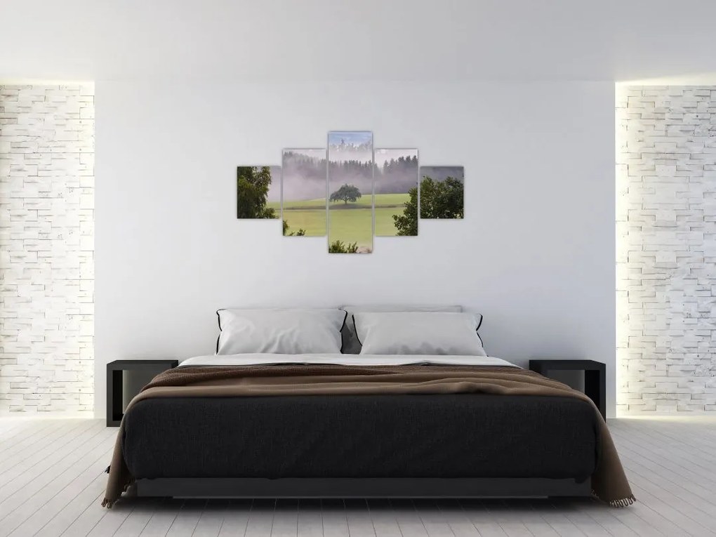 Obraz łąki z drzewem (125x70 cm)