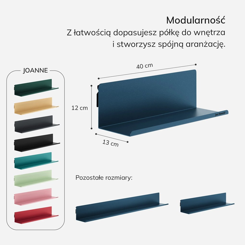 Półka wisząca metalowa granatowa, 400 mm: JOANNE Modern