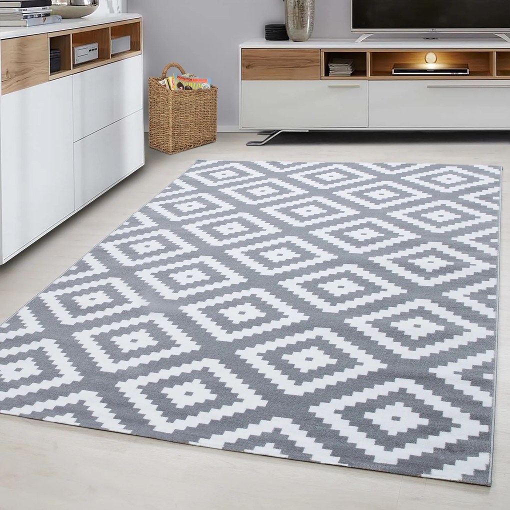 Dywan nowoczesny Plus Kwadraty szaro-kremowy 200 cm x 290 cm