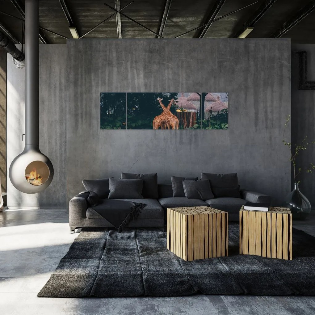 Obraz dwóch żyraf (170x50 cm)
