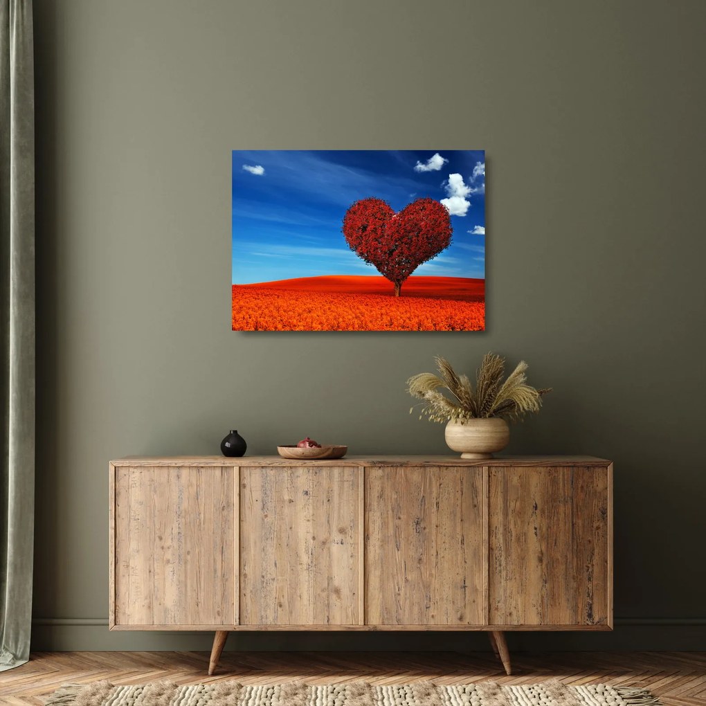 Obraz na szkle - Serce z drzewa (70x50 cm)