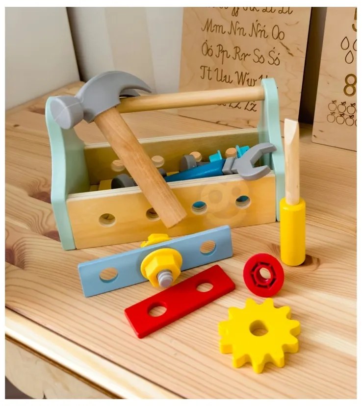 Tooky toy drewniana skrzynka z narzędziami zestaw 18 el.