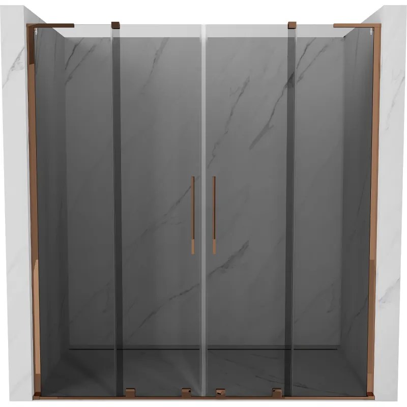 Mexen Velar L Duo drzwi prysznicowe rozsuwane 180 cm, grafit, różowe złoto - 871-180-003-42-60