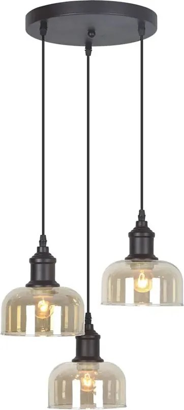 Industrialna lampa wisząca z 3 szklanymi kloszami - A779 P1-L96