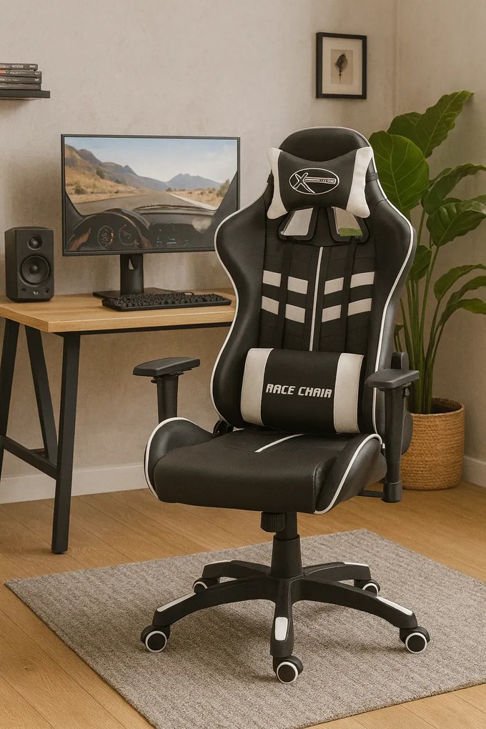 Niebieski fotel gamingowy obrotowy E7-T17