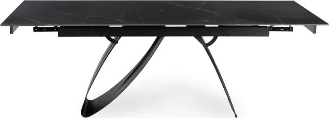 Stół Rozkładany Prostokątny DEVON 160-220 cm Ceramiczny Czarny Marmur/Czarny Glamour