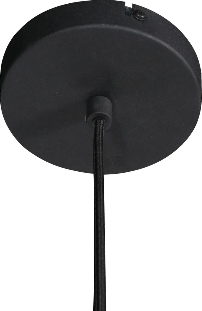 Lampa wisząca w stylu Japandi, czarna, z abażurem z tkaniny, 55 cm - Sable