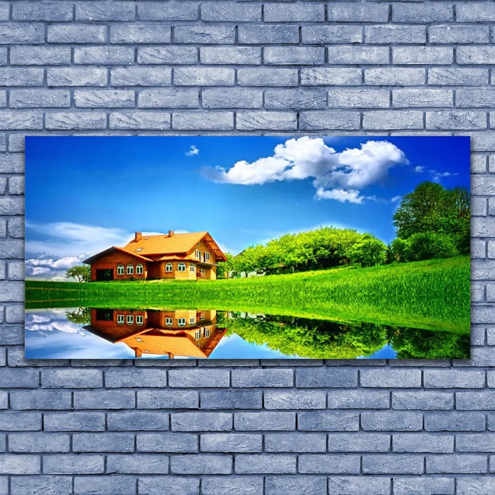 Obraz na płótnie Domek nad Cichym Jeziorem