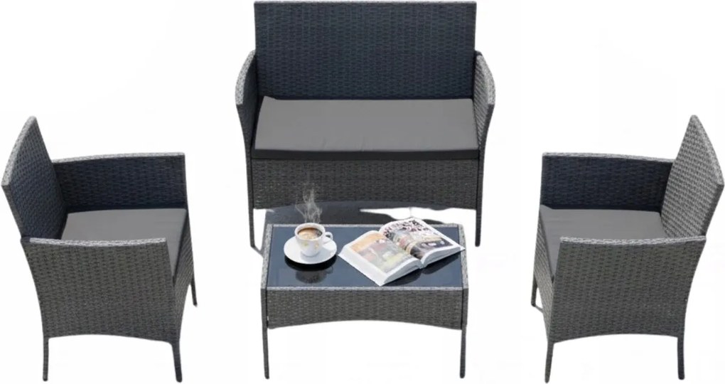 Zestaw mebli ogrodowych - sofa fotele i stolik Natal 010 szary