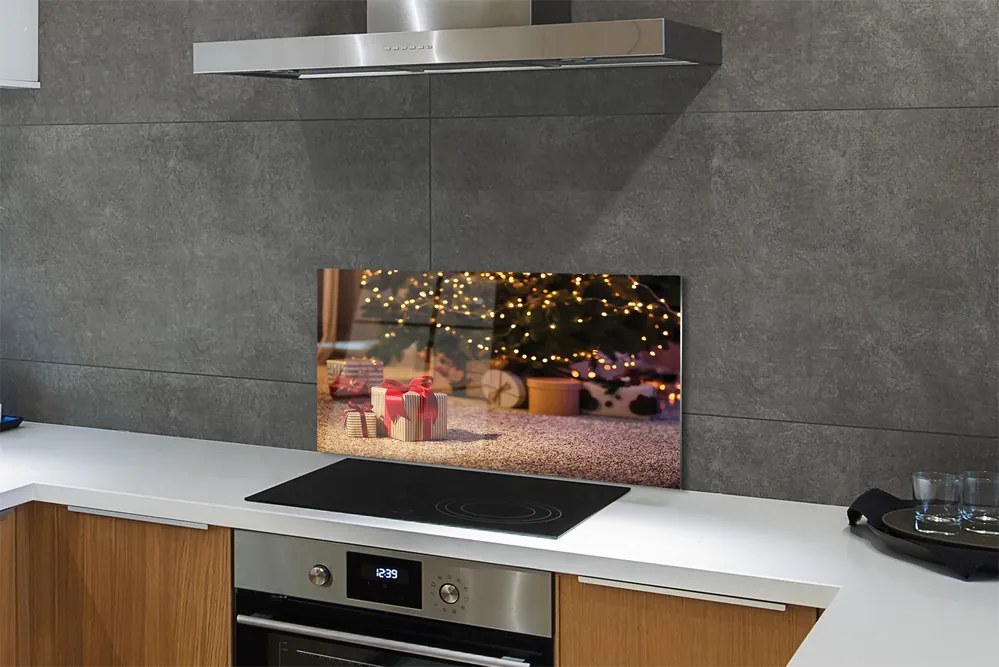 Szklany Panel Bożonarodzeniowe Prezenty pod Choinką