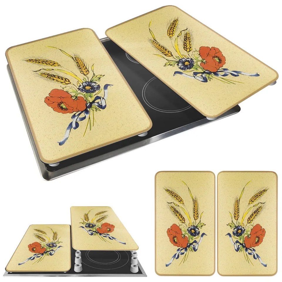 Szklane płyty ochronne na kuchenkę zestaw 2 szt. 52x30 cm Corn-Flowers – Maximex