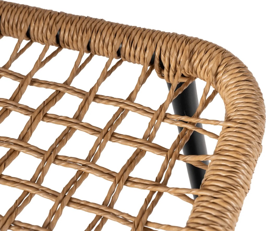 Zestaw Mebli Ogrodowych TRISTE Stolik i 2x Krzesło Brązowy/Czarny Rattan Nowoczesny