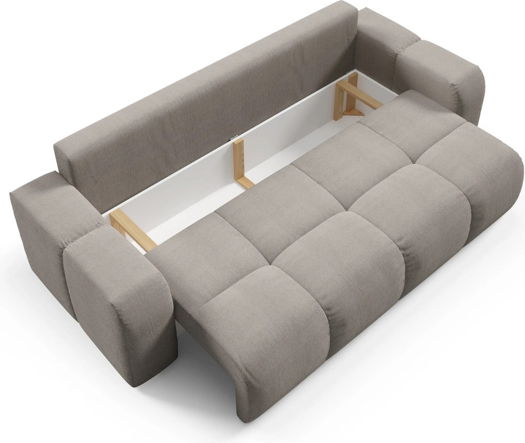 Masseno Sofa DUCA z funkcją spania i pojemnikiem na pościel, Rozkładana sofa - Szary, CURIO 83