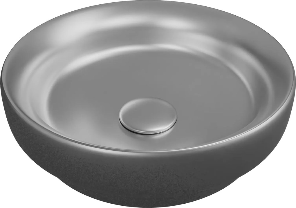 Umywalka ceramiczna nablatowa okrągła srebrna mat 40 cm ARI SILVER