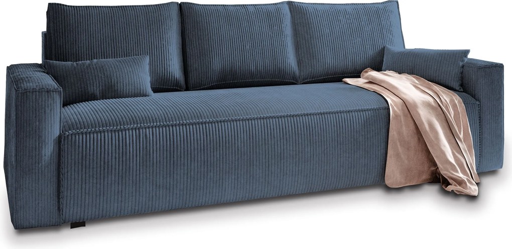 Masseno Sofa MENI z funkcją spania i pojemnikiem na pościel, Rozkładana sofa - Niebieski, POSO 05