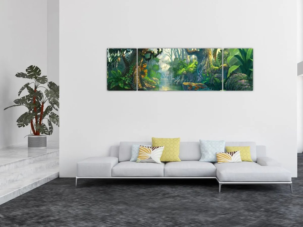 Obraz - Ilustracja lasu tropikalnego (170x50 cm)