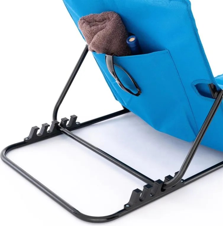 Regulowana podkładka plażowa z oparciem, niebieska, 2 sztuki