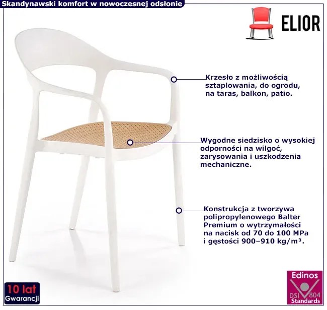 Białe sztaplowane krzesło ogrodowe W0-P24