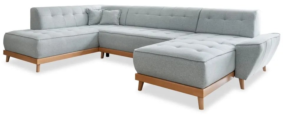 Jasnoszara rozkładana sofa w kształcie litery "U" Miuform Dazzling Daisy, lewostronna